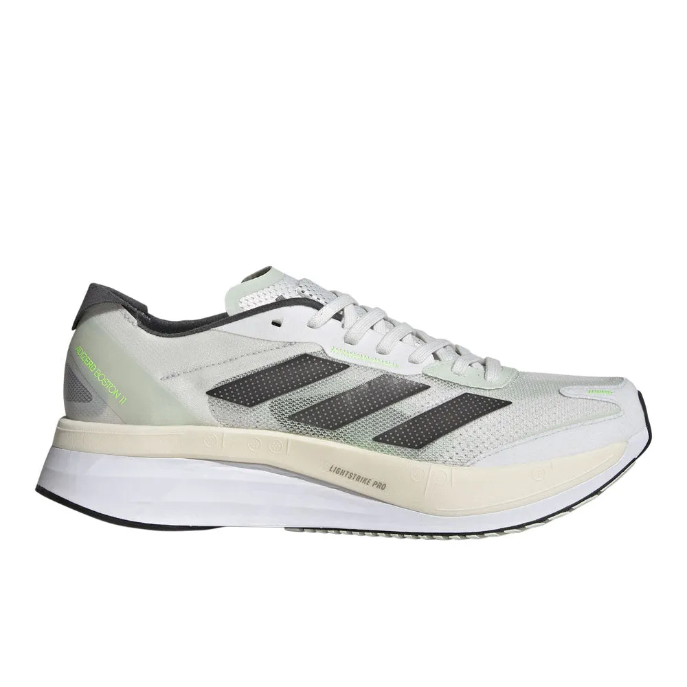 Men's Adidas Adizero Boston 11, Crystal White/Night Metallic/Linen Green, 10.5 D Medium