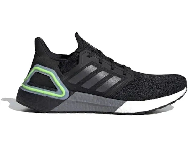 Men's Adidas Ultraboost 20, Black/Night Metallic/Signal Green, 11.5 D Medium