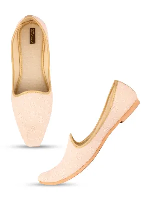 Men's Indian Ethnic Party Wear Peach Footwear - Desi Colour