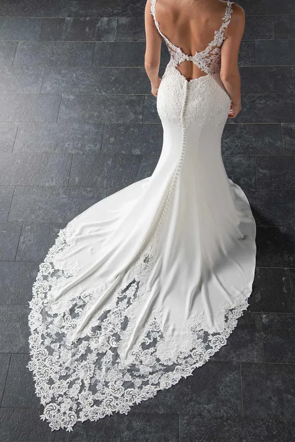 Mermaid Sweetheart Lace Top Wedding Dress With Court Train