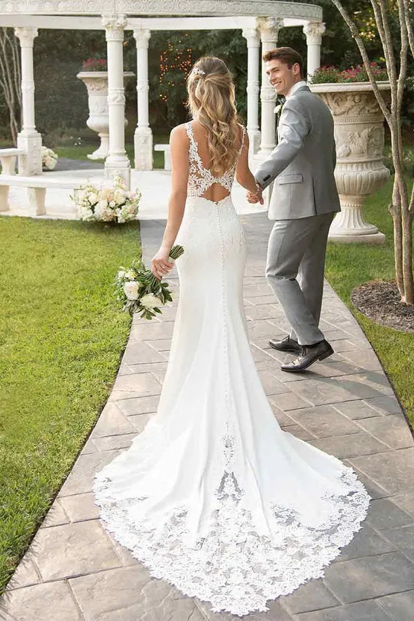 Mermaid Sweetheart Lace Top Wedding Dress With Court Train