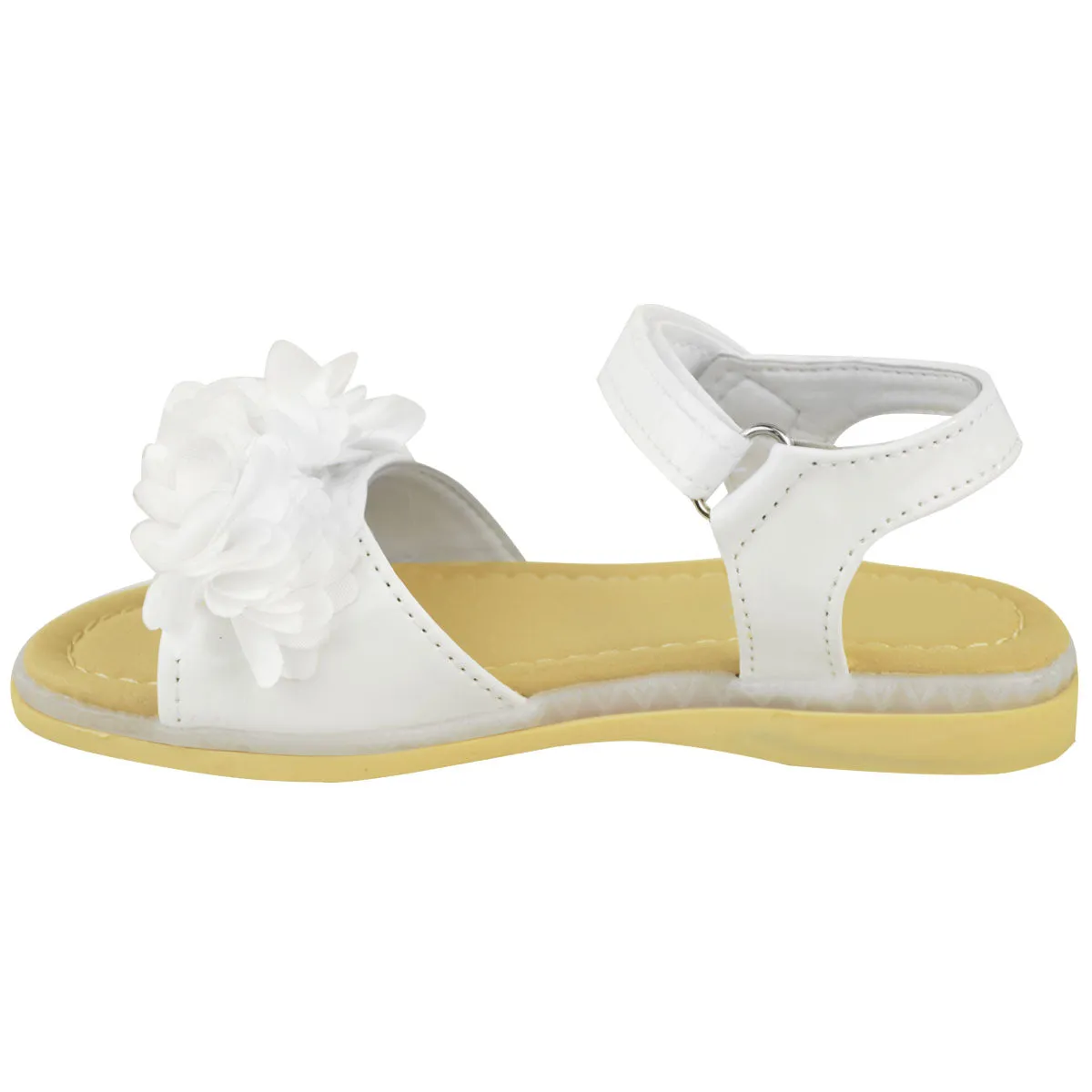 MIFFY KIDS FLATFORM LED LIGHT UP SANDALS WITH FASTENING STRAP IN WHITE PATENT FAUX LEATHER