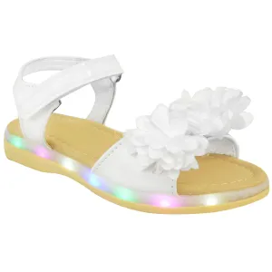 MIFFY KIDS FLATFORM LED LIGHT UP SANDALS WITH FASTENING STRAP IN WHITE PATENT FAUX LEATHER