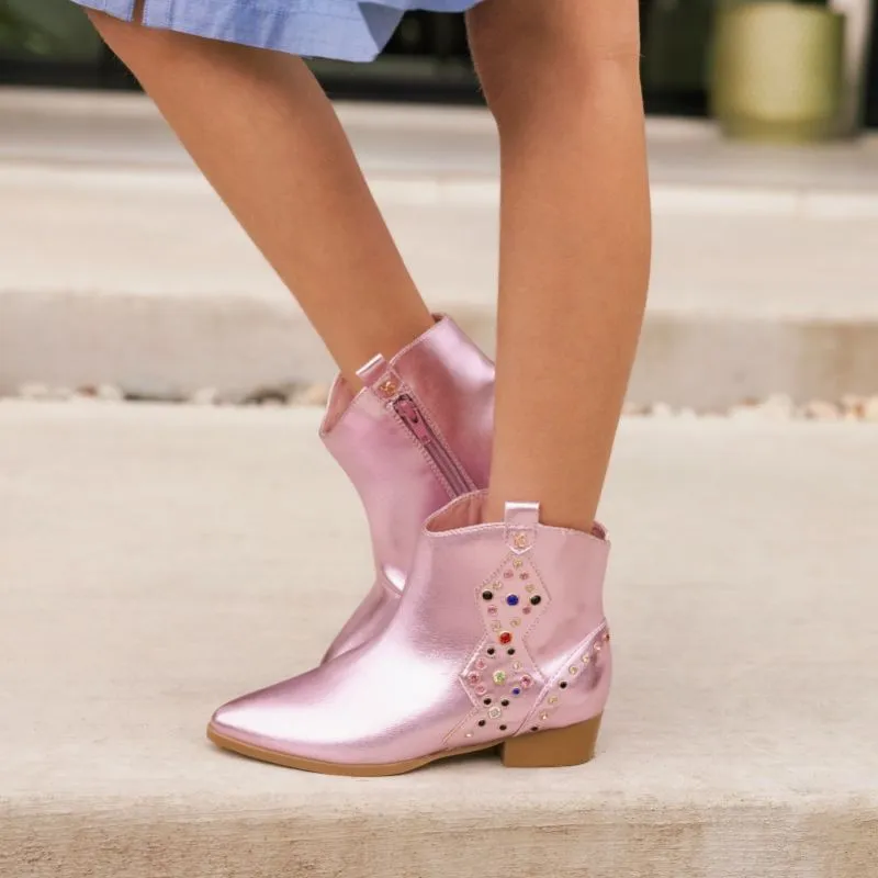 Miss Dallas Gem Western Boot in Pink - Kids