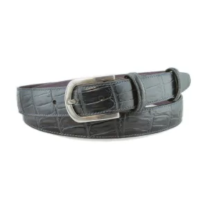 Navy narrow mock alligator tail belt