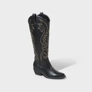 New - Wild Fable Women's Knee Length Tall Western Cowboy Boots Memory Foam