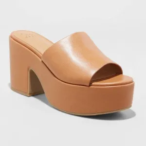 New - Women's Ricky Platform Heels - A New Day Cognac 7.5