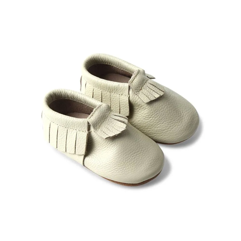 Oatmeal Cookie Baby Fringed Moccasin Shoe