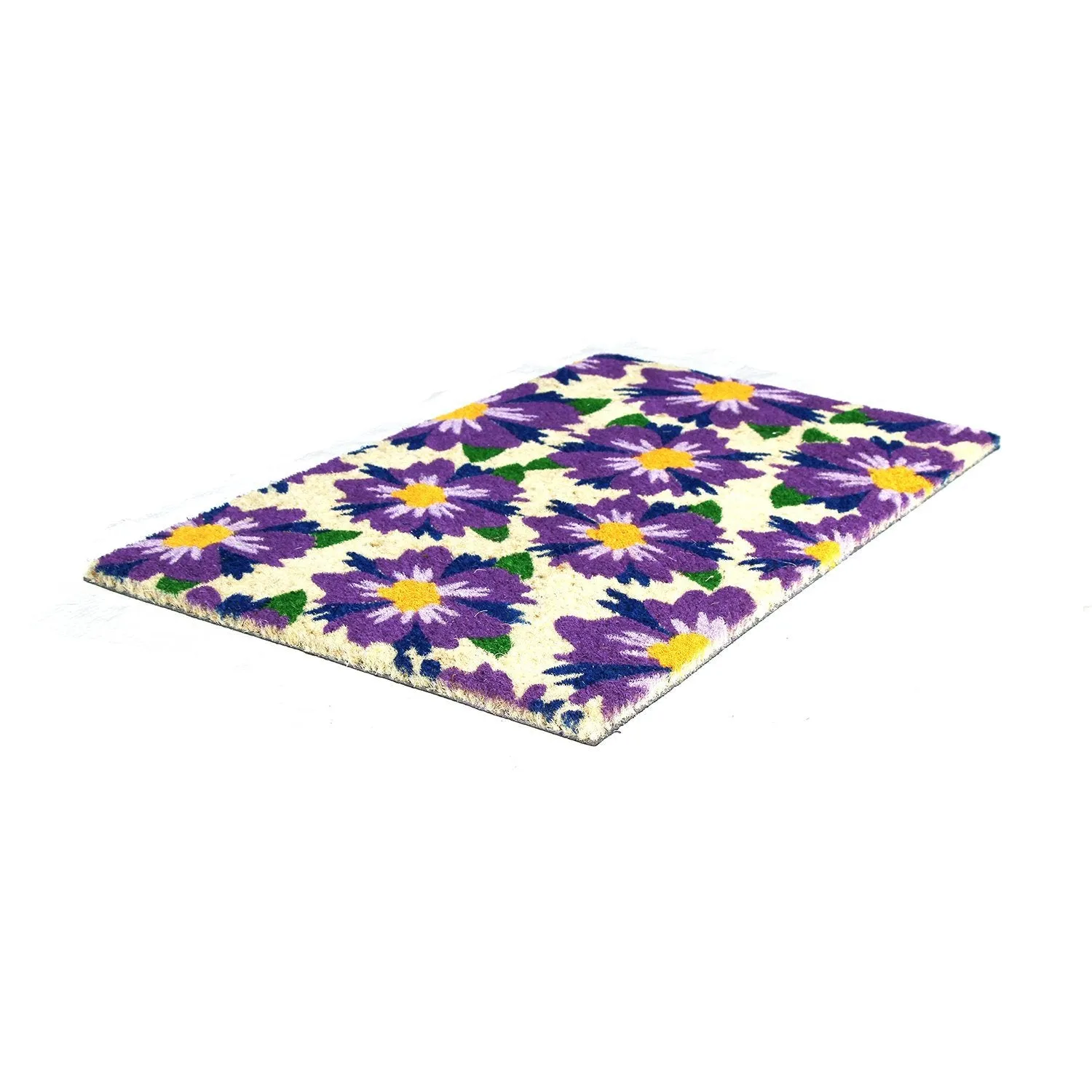 OnlyMat Violet Floral Design Bleach Coir Doormat