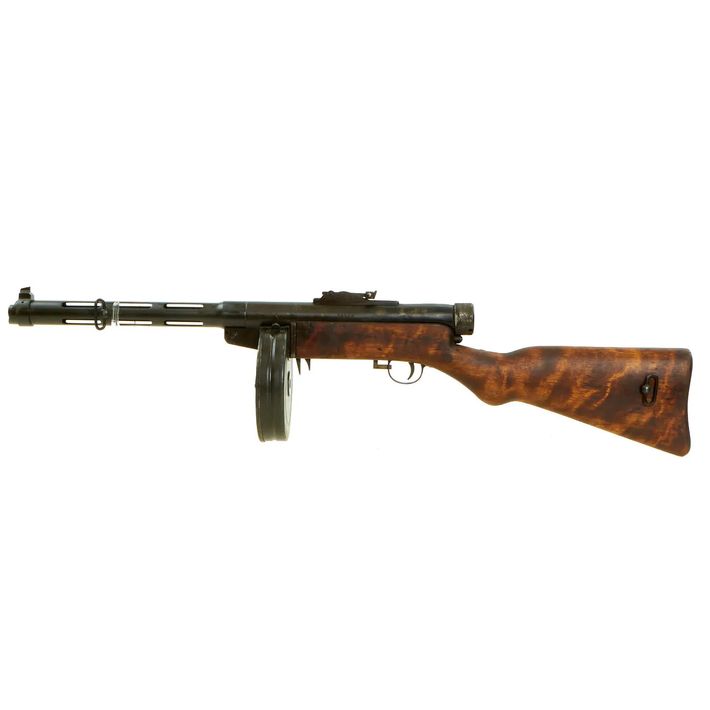 Original Finnish WWII Suomi KP/-31 M31 9mm Display SMG with Drum Magazine & Sling - Serial 75798