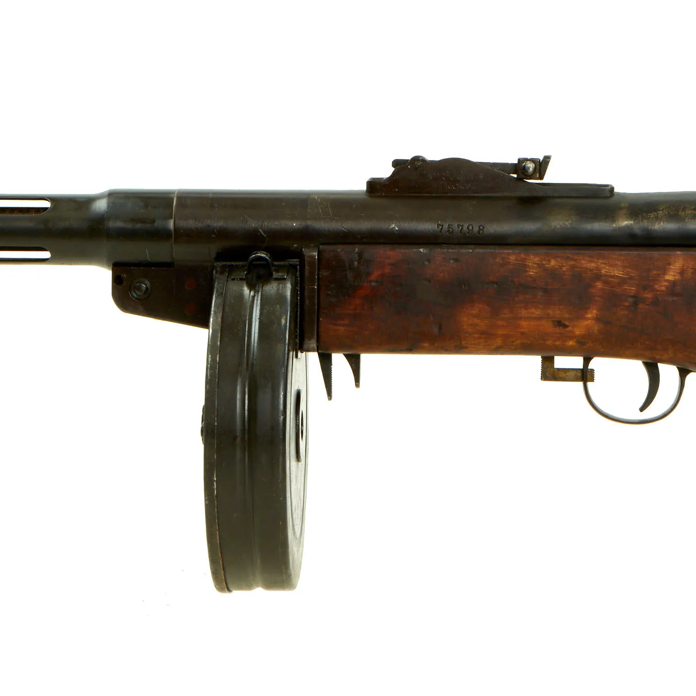 Original Finnish WWII Suomi KP/-31 M31 9mm Display SMG with Drum Magazine & Sling - Serial 75798