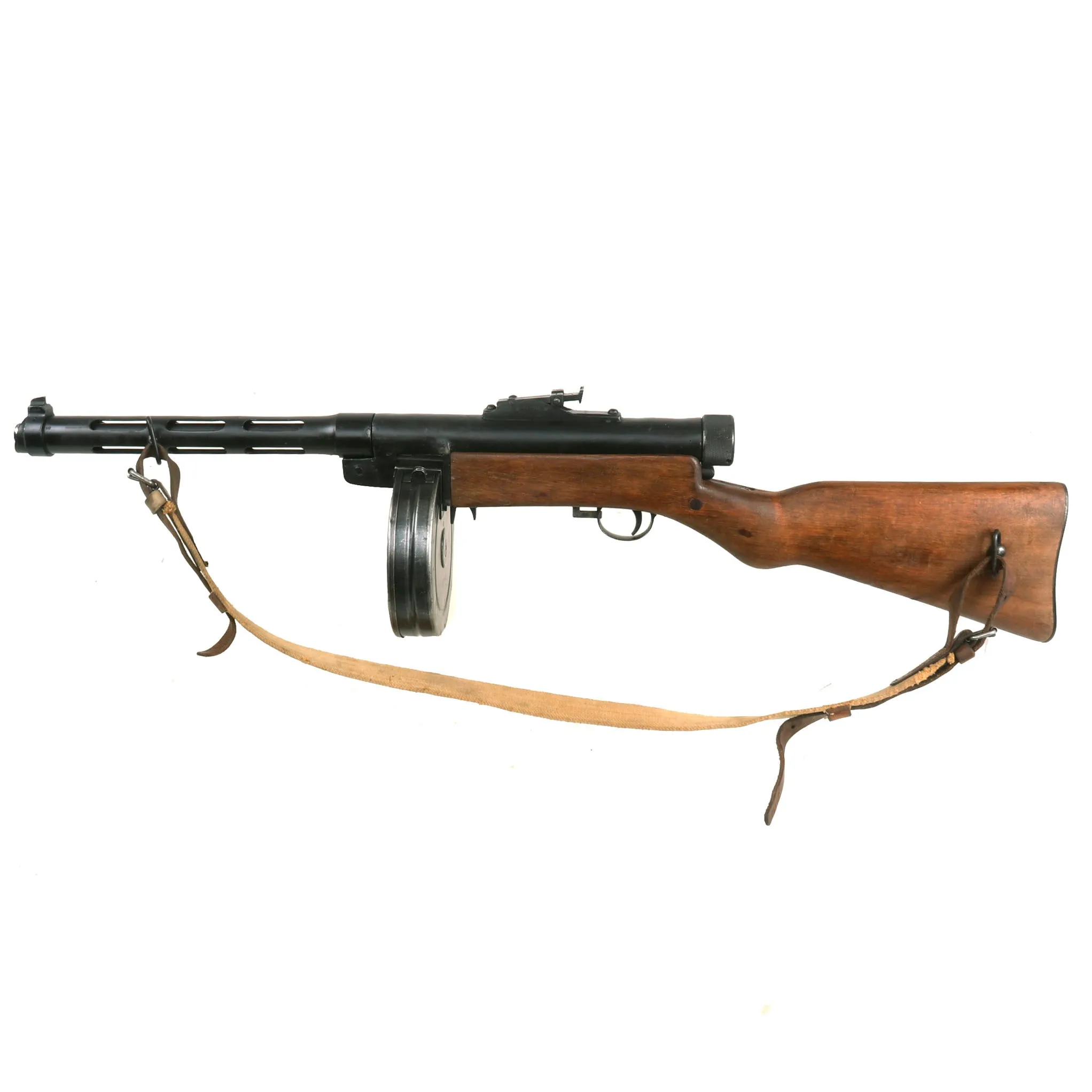 Original Finnish WWII Suomi KP/-31 M31 9mm Display SMG with Drum Magazine and Sling - Serial 69884