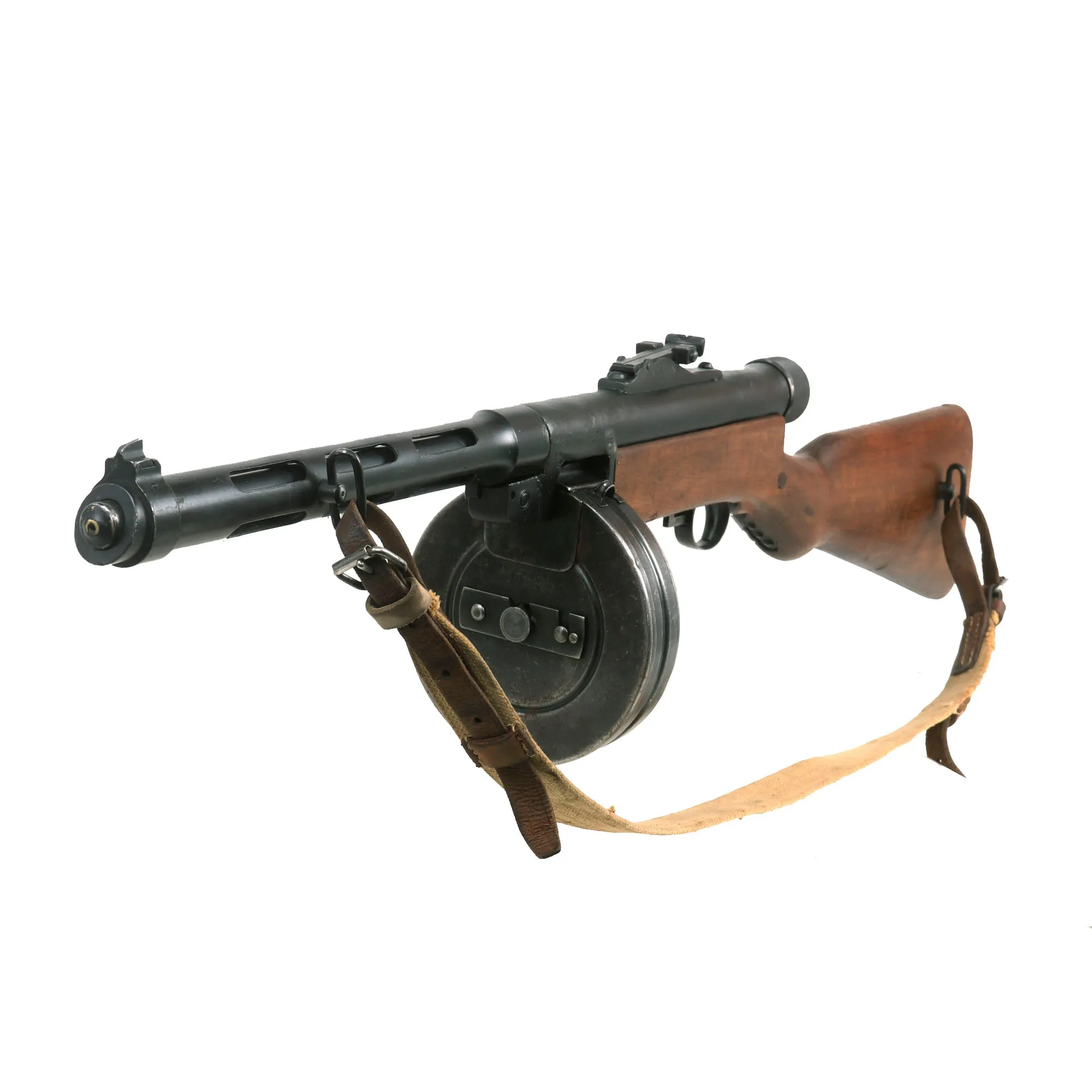 Original Finnish WWII Suomi KP/-31 M31 9mm Display SMG with Drum Magazine and Sling - Serial 69884