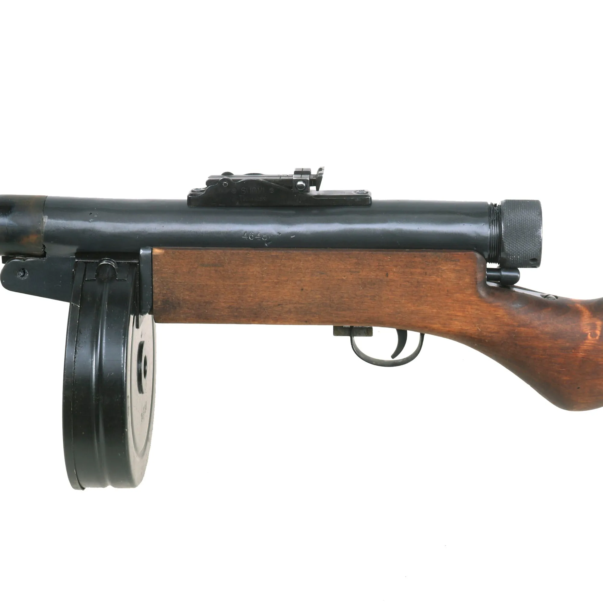 Original Finnish WWII Suomi KP/-31 M31 9mm Display SMG with Drum Magazine - Serial 46488