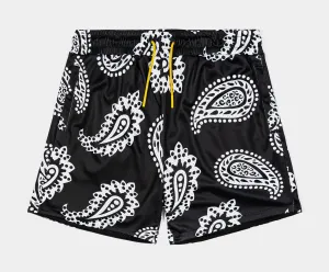 Paisley Mesh Mens Shorts (Black)