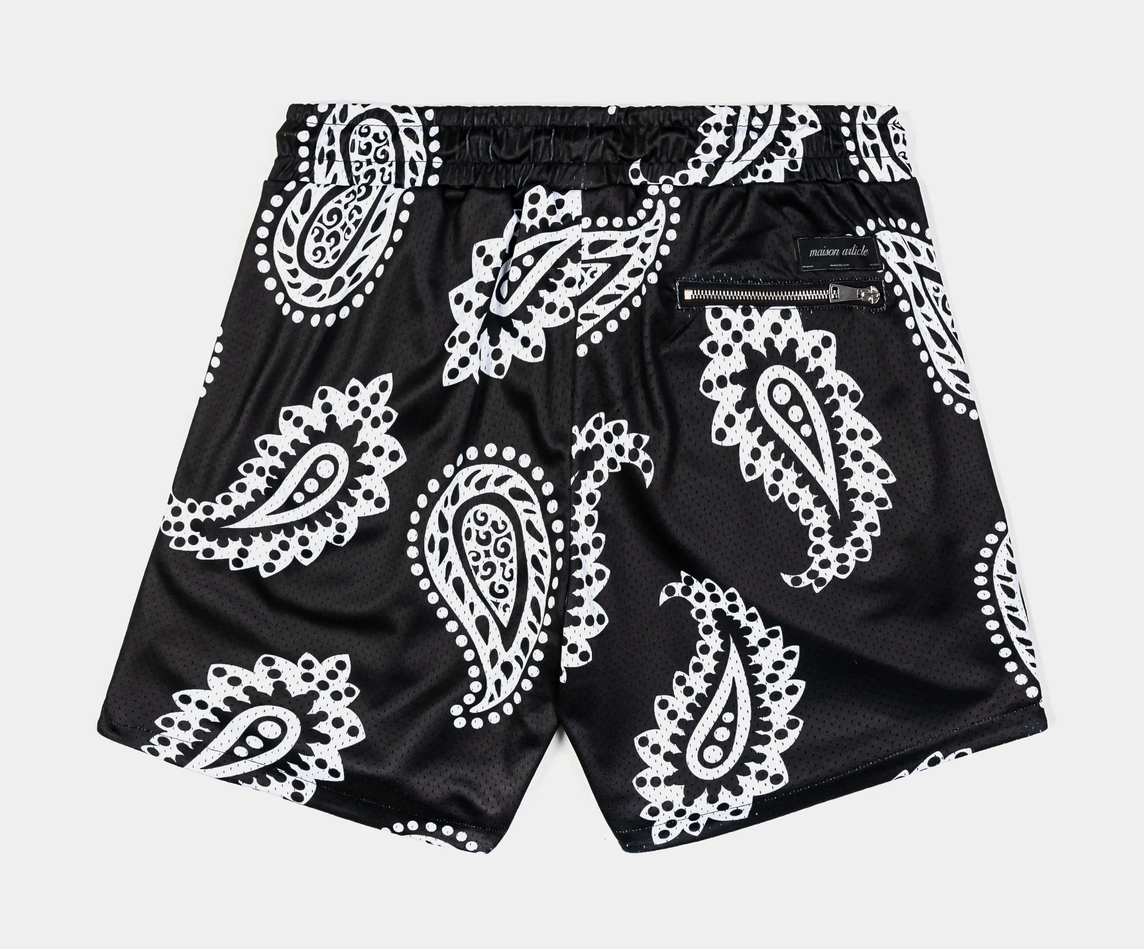 Paisley Mesh Mens Shorts (Black)