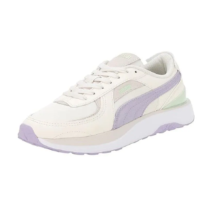 Puma Women's Cruise Rider Nu Satin Lace Up Shoes - Beige / Purple / Green