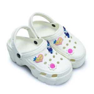 Rabbite Sticker Women and Girls' Croc & Clogs Collection (White, 5)