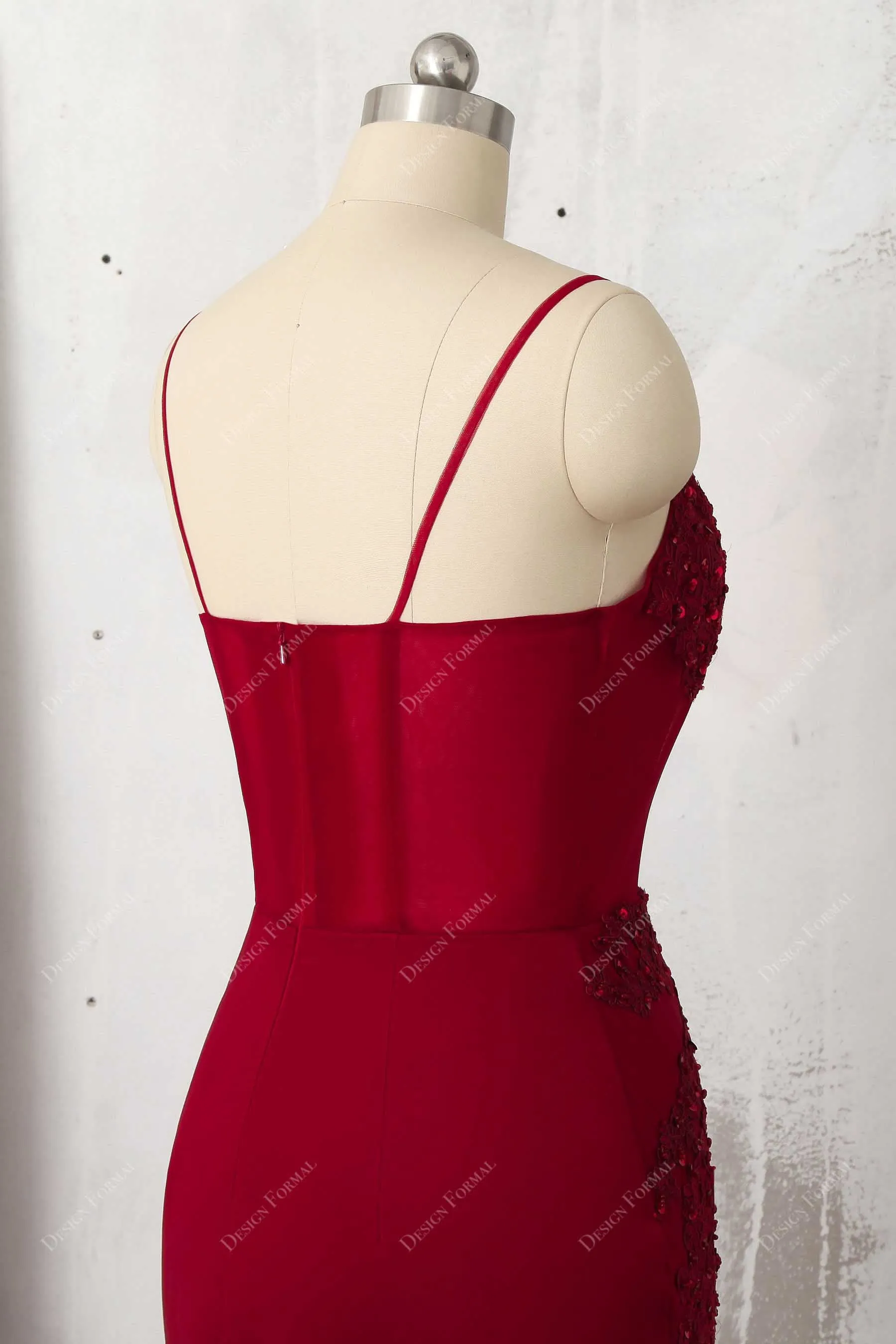 Red Lace Tulle Bead Corset Dramatic Trumpet Prom Dress