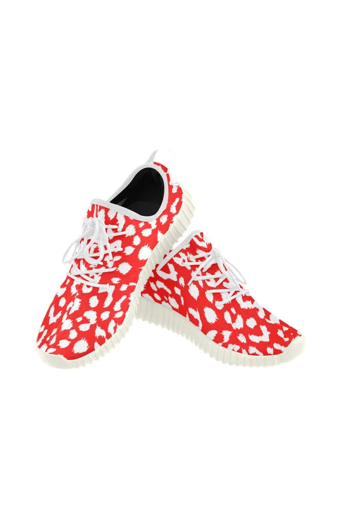 Red Leopard Print Grus Women's Breathable Woven Running Shoes