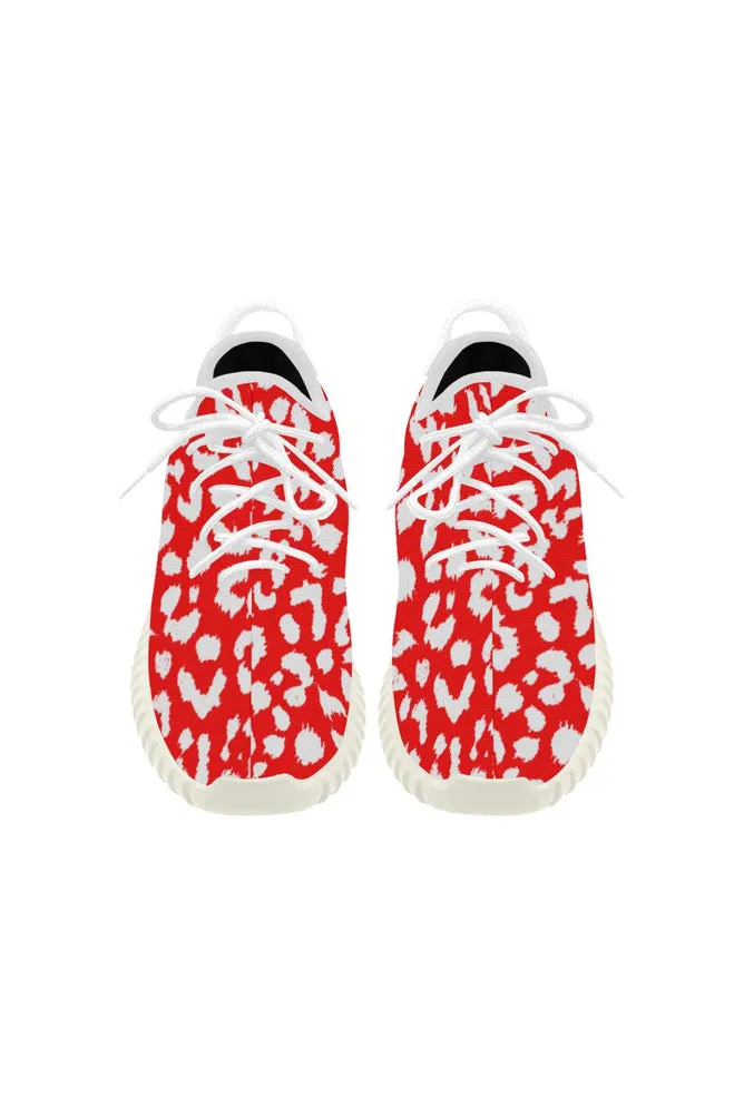 Red Leopard Print Grus Women's Breathable Woven Running Shoes