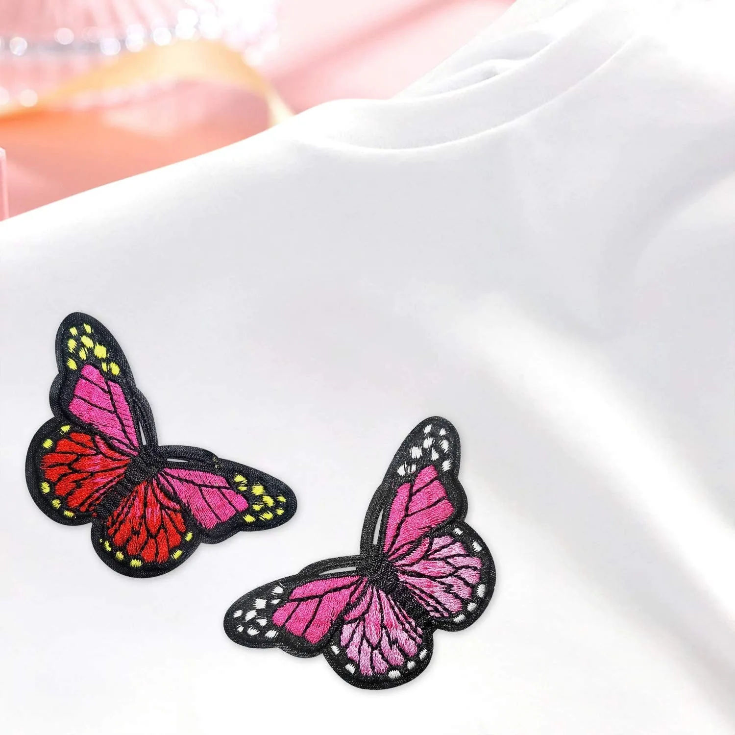 Set of 20 Butterfly Iron-On Patch, Dainty Butterfly Badge, Decorative Patch, DIY Embroidery, Embroidered Applique, Butterfly Applique Gift