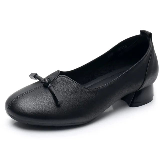 Silvia Women's Leather Pump Black Shoes