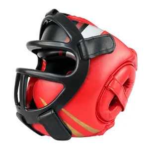 Sparring Boxing Helmet Thai Combat Competition Heads Protection Cover, Size: S(Red With Mask)