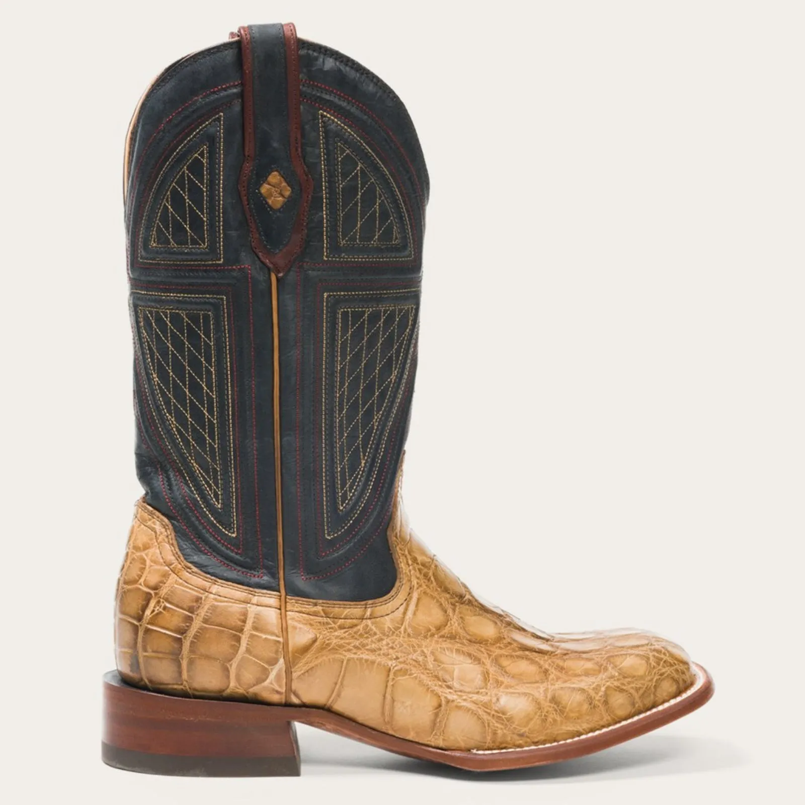 Stetson Men's Tan Flaxville Honey Alligator Square Toe Boots 0418