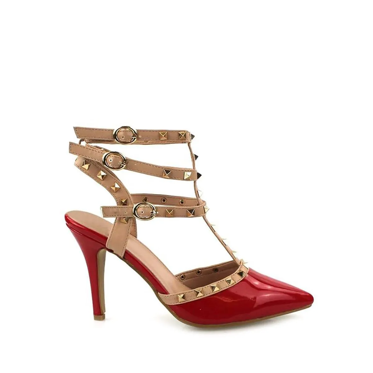 TAMARA Buckle Studded Strappy Court