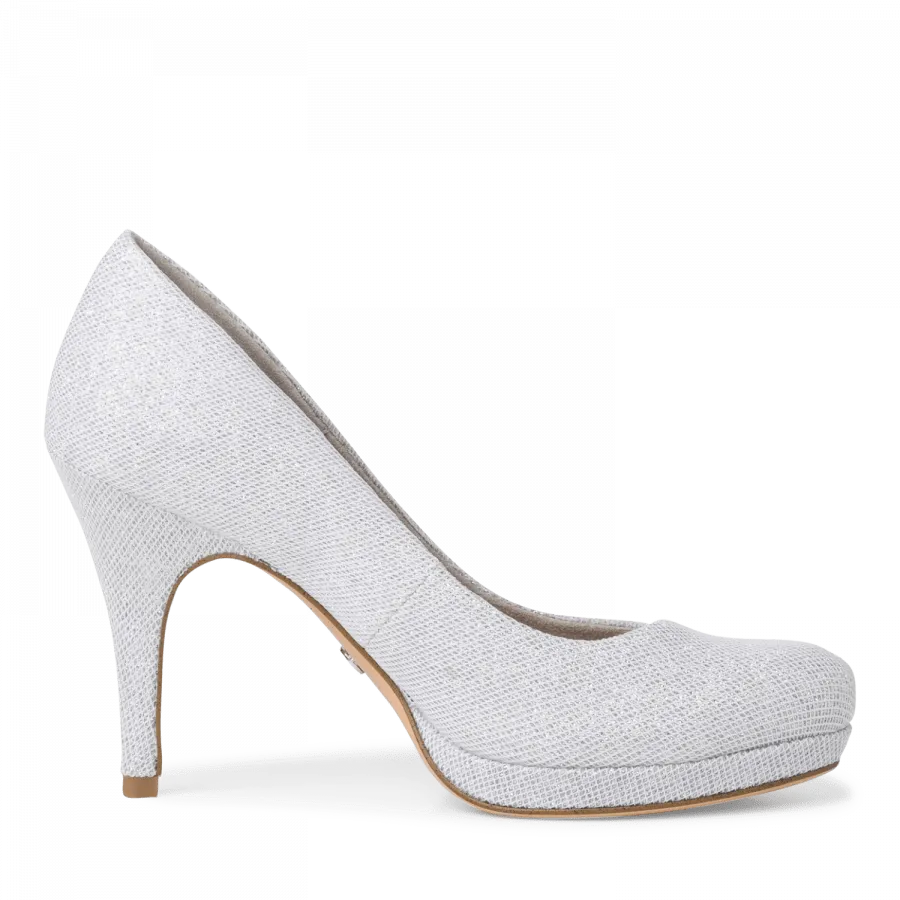 Tamaris 22447-28 Silver Glam Round Toe Court Shoes