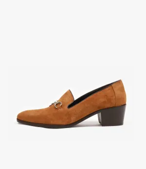 Tassel Bit Vamp Heeled Opera Shoe – Brown Suede