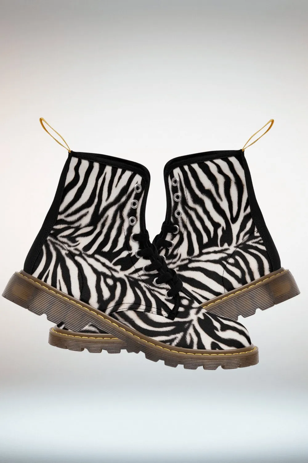 TGC Boutique Zebra Print Lace Up Ankle Boots - Brown Sole