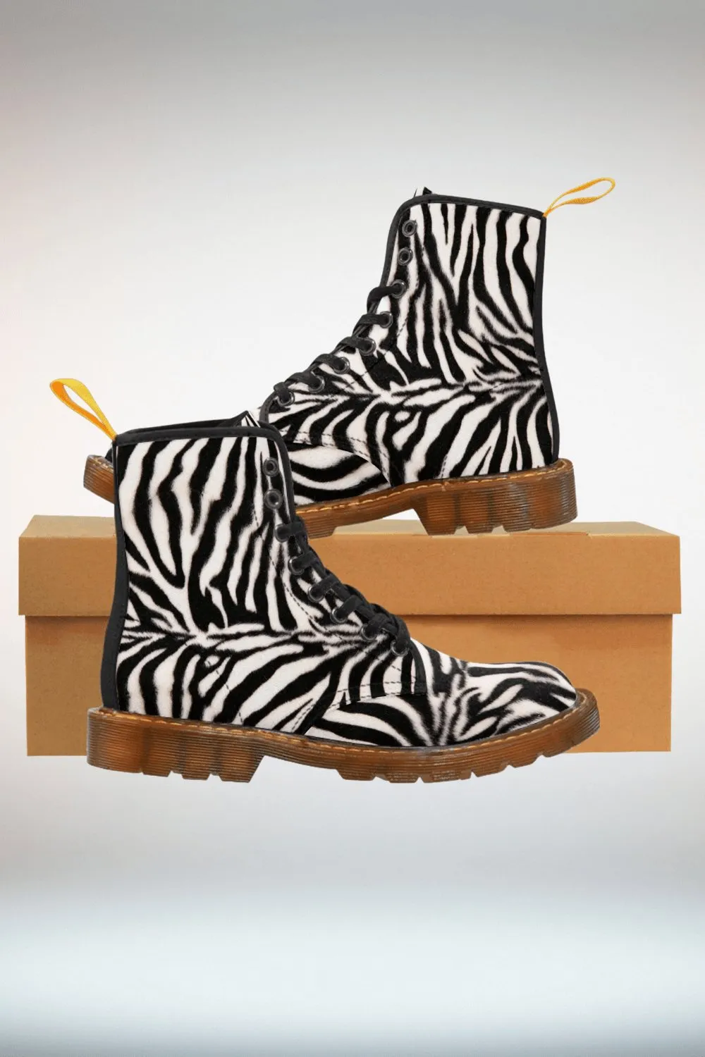 TGC Boutique Zebra Print Lace Up Ankle Boots - Brown Sole