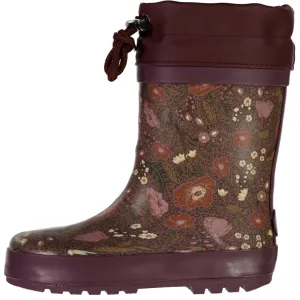 Thermo Rubber Boot - maroon flowers