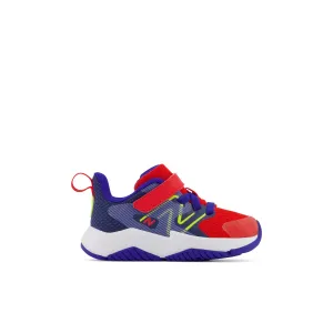 Toddler's New Balance Rave Run v2 Bungee Lace with Top Strap Color: Neo Flame with Lemonade & Moon Shadow