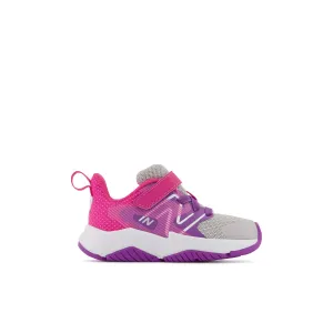 Toddler's New Balance Rave Run v2 Bungee Lace with Top Strap Color: Summer Fog with Purple & Hi-pink