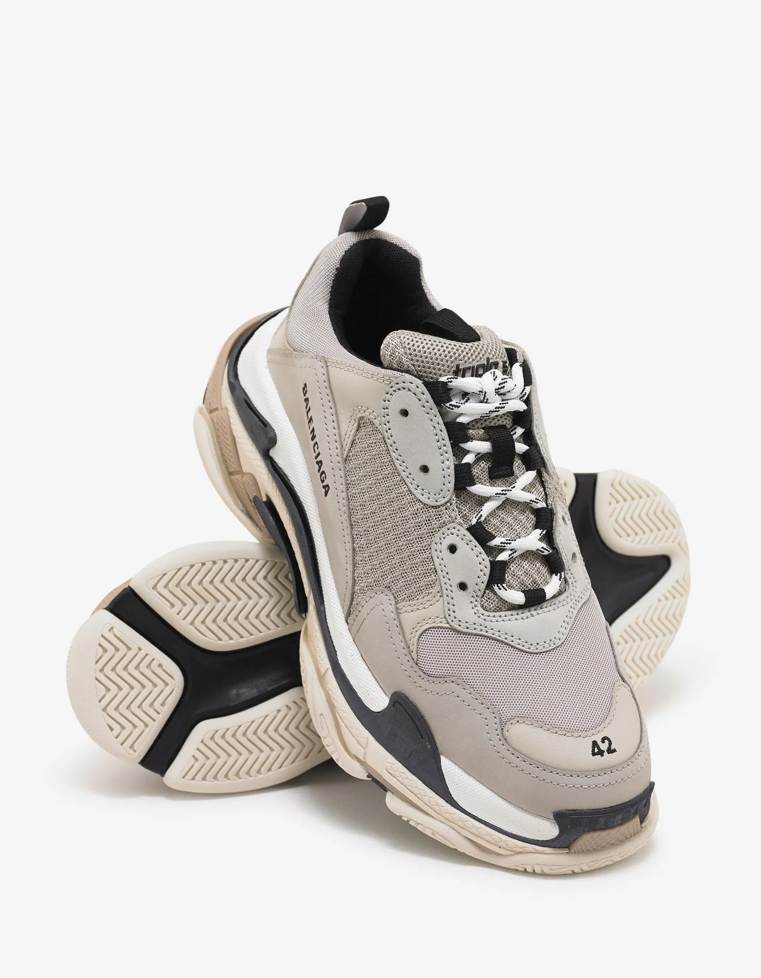 Triple S Beige & Black Trainers