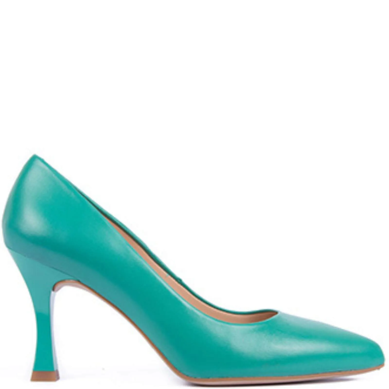 Unisa Tola Green Leather Mid Height Court Shoes