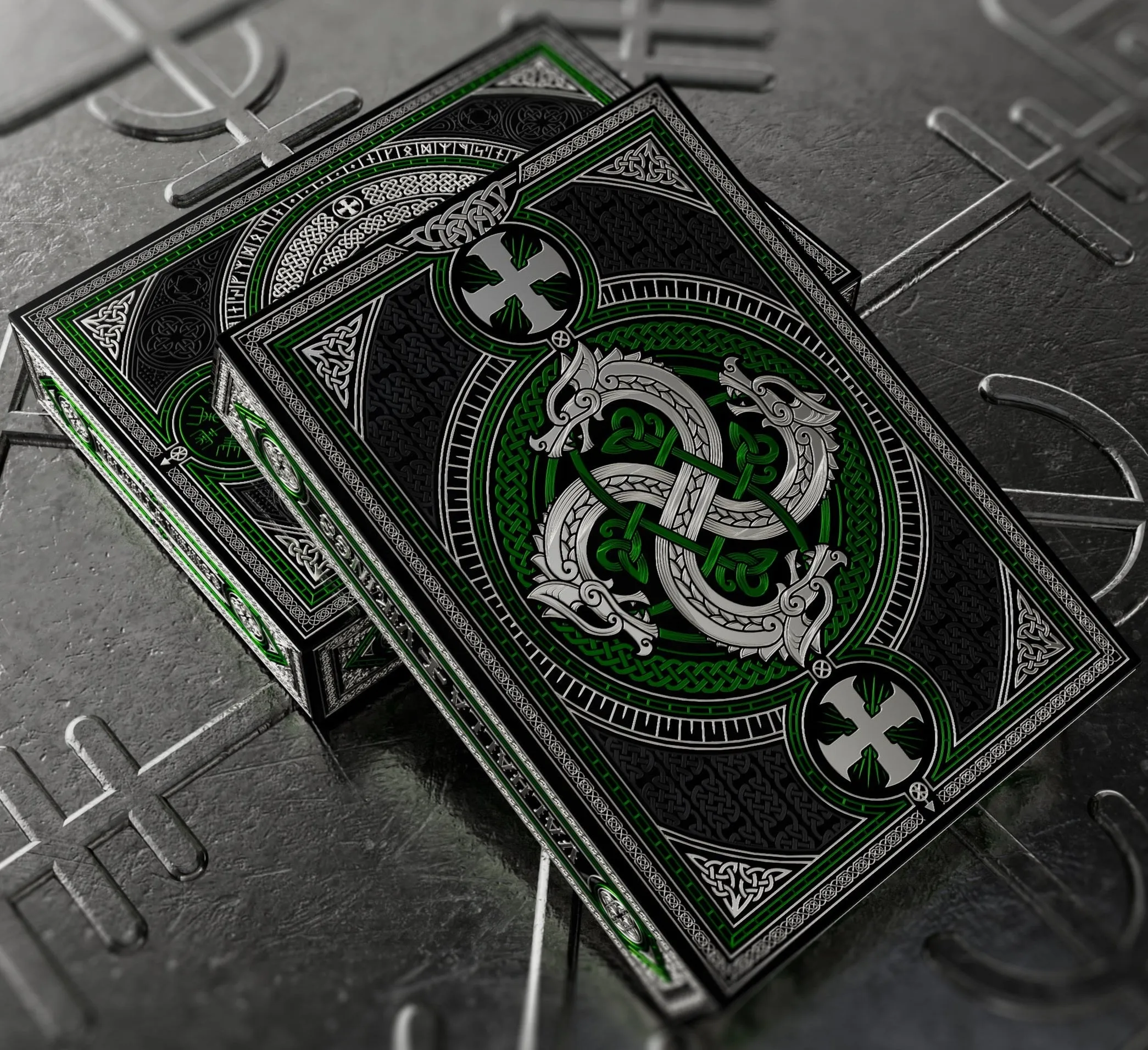 Valhalla Viking Playing Cards - Gilded Emerald