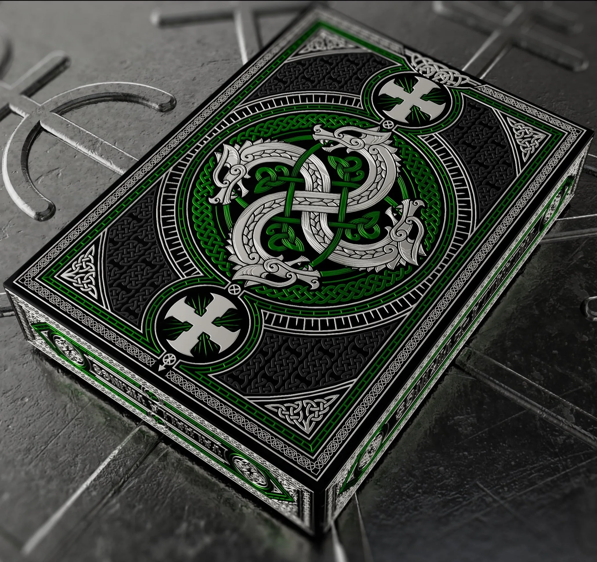 Valhalla Viking Playing Cards - Gilded Emerald