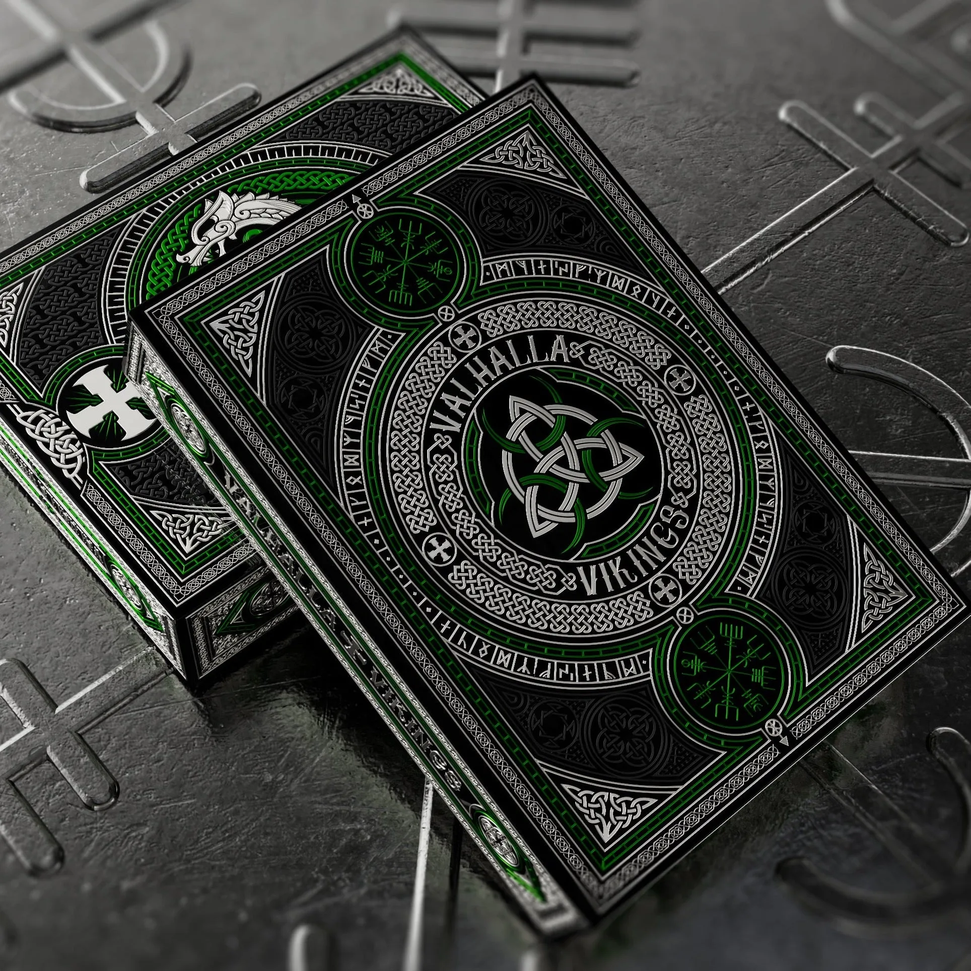 Valhalla Viking Playing Cards - Gilded Emerald