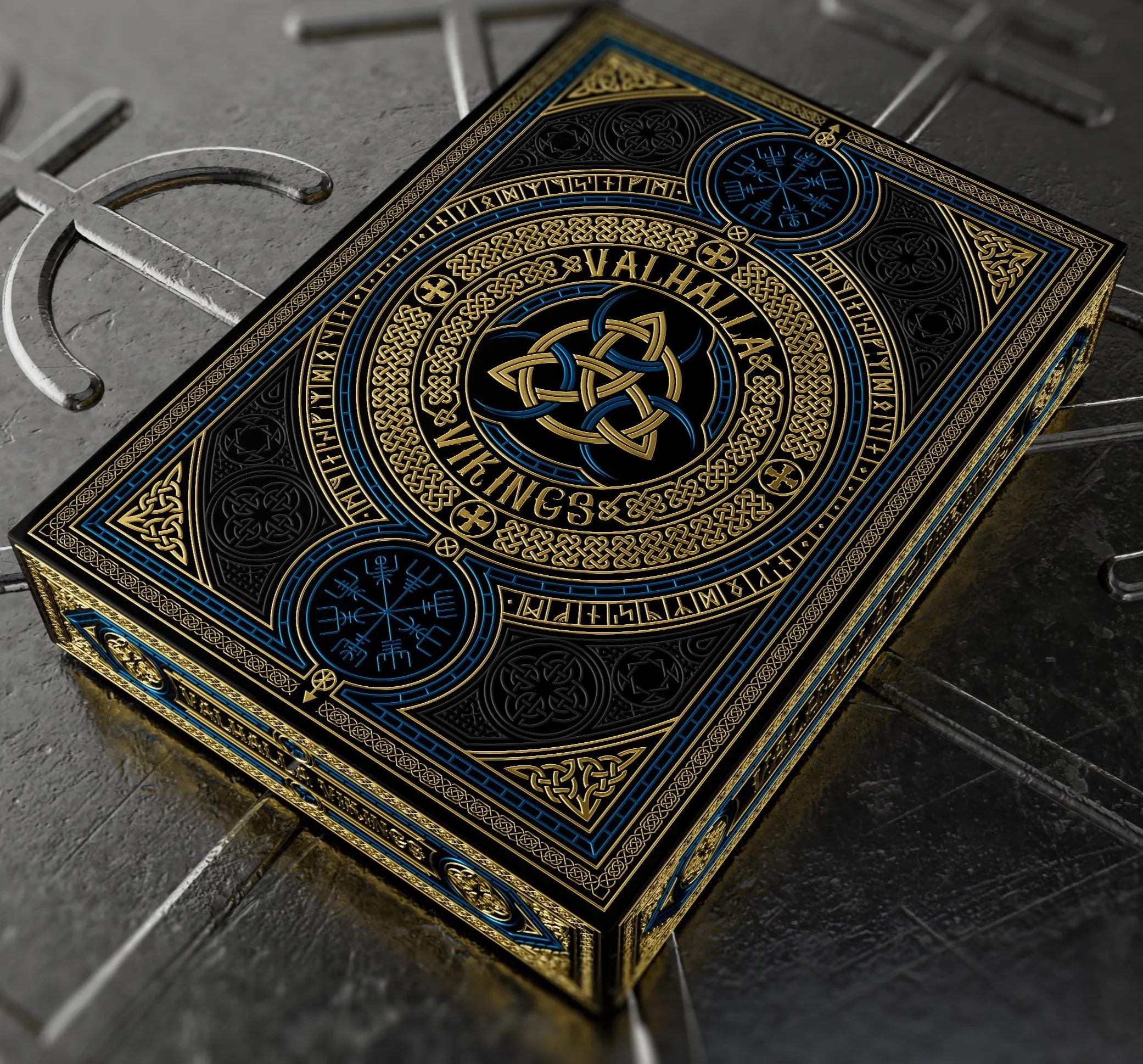 Valhalla Viking Sapphire Playing Cards - Gilded