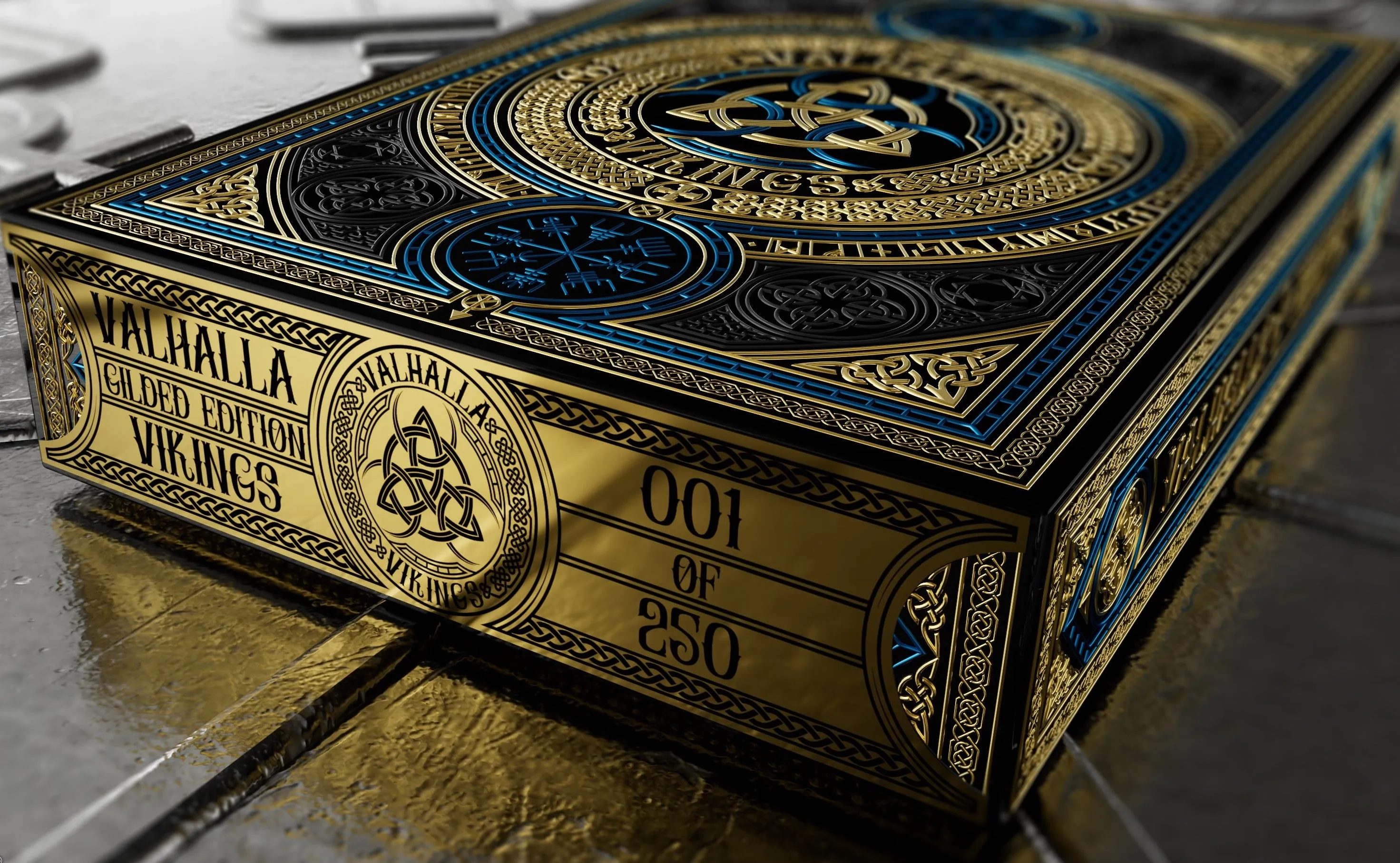 Valhalla Viking Sapphire Playing Cards - Gilded