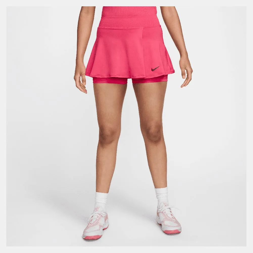 Womens Court Dri-Fit Victory Flouncy 13 Inch Tennis Skort Aster Pink and Black