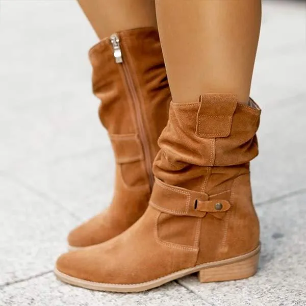 Women'S Low Heel Suede Boots 67273521C