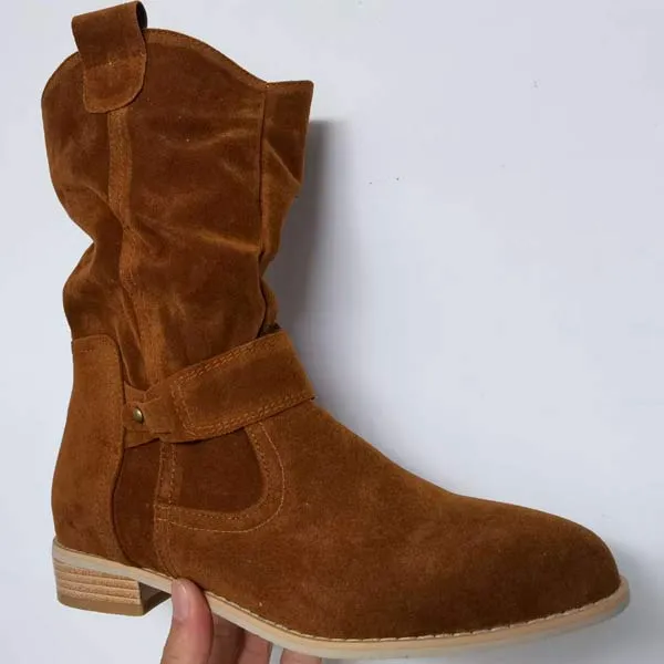 Women'S Low Heel Suede Boots 67273521C