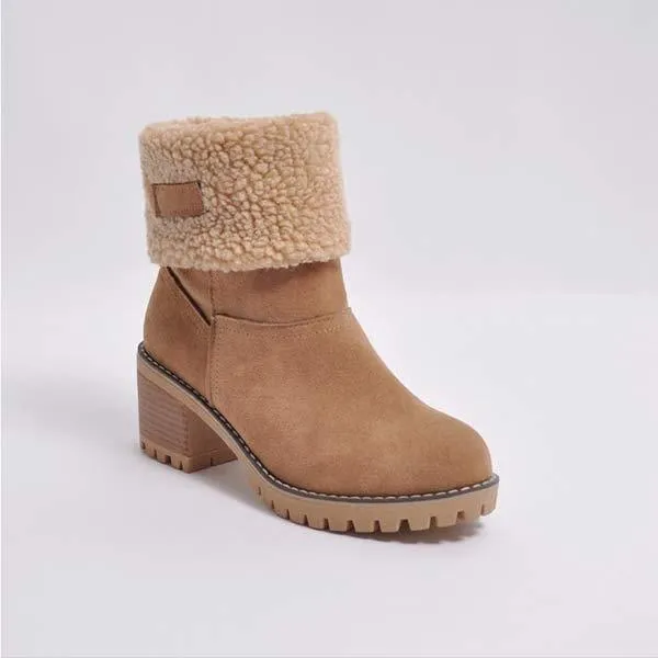 Women'S Mid-Tube Chunky Heel Suede Boots 57775767