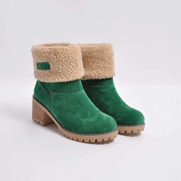 Women'S Mid-Tube Chunky Heel Suede Boots 57775767