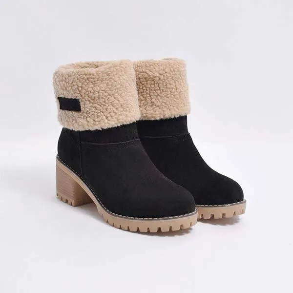 Women'S Mid-Tube Chunky Heel Suede Boots 57775767